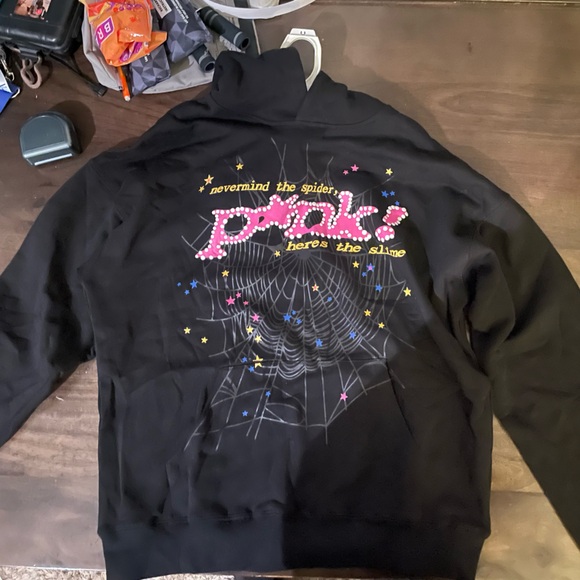 Large Black Sp5der Hoodie